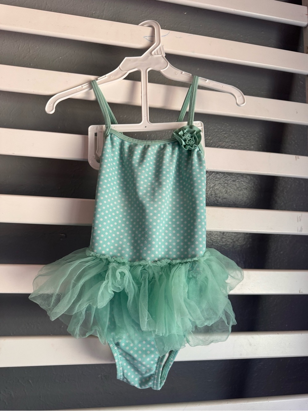 OP Kids Mint Polka Dot One-Piece Swimsuit with Tulle